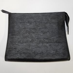 NEW Vera Pelle Genuine Leather Black Textured Clutch Pouch Bag